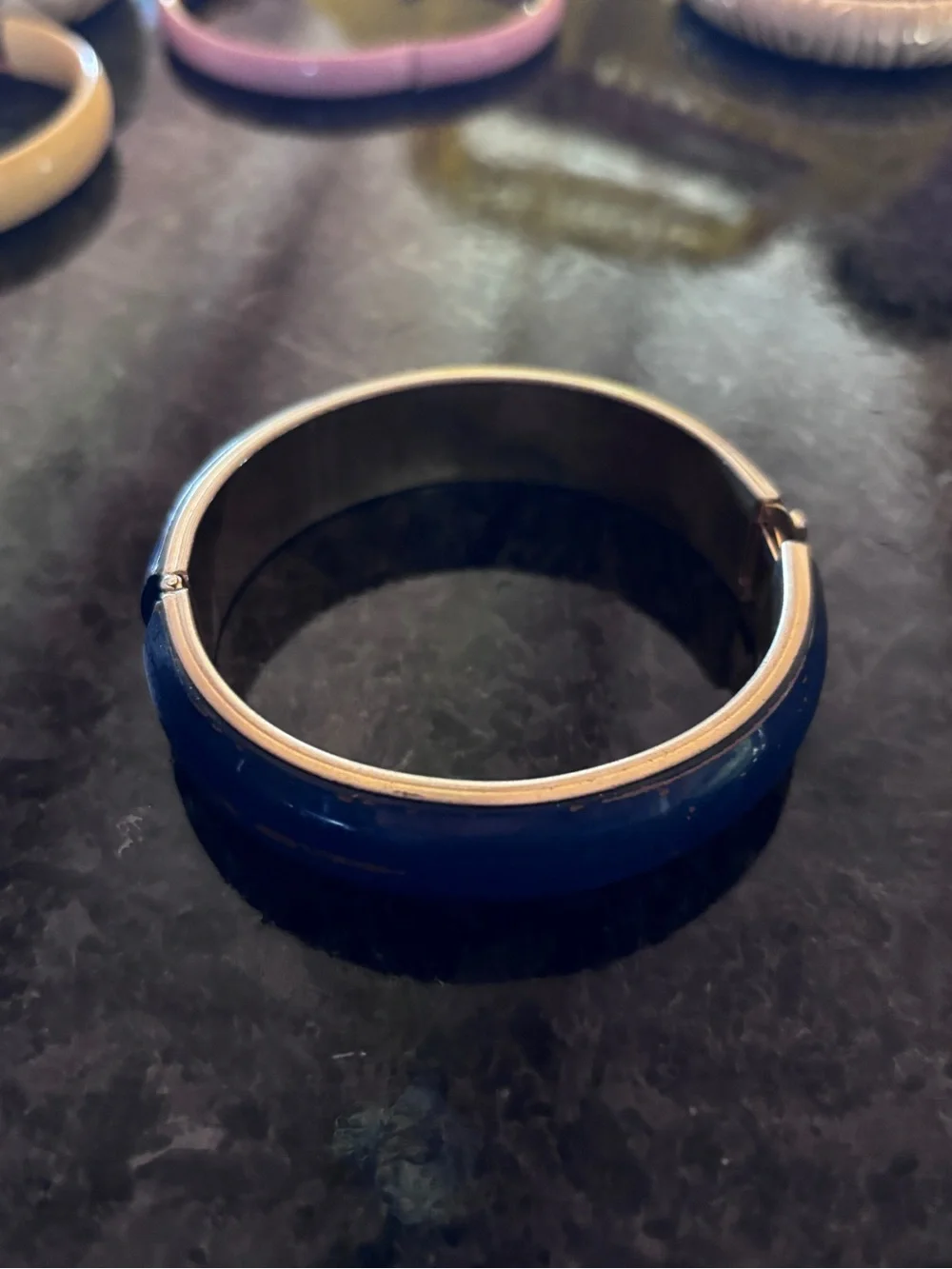 Men's Blue Enamel Stainless Cuff Bracelet